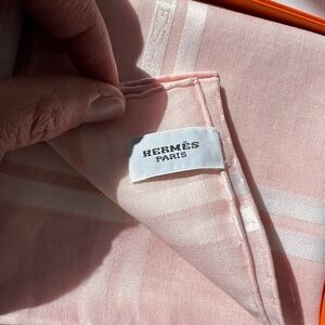 Never Used Hermès Pink Cotton Handkerchief Pocket Square